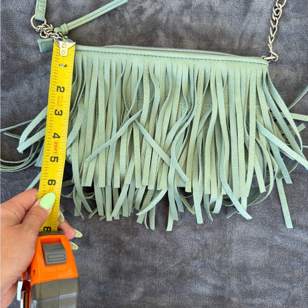 Fringe Crossbody Bag in Sage/Mint Green - Picture 6 of 9